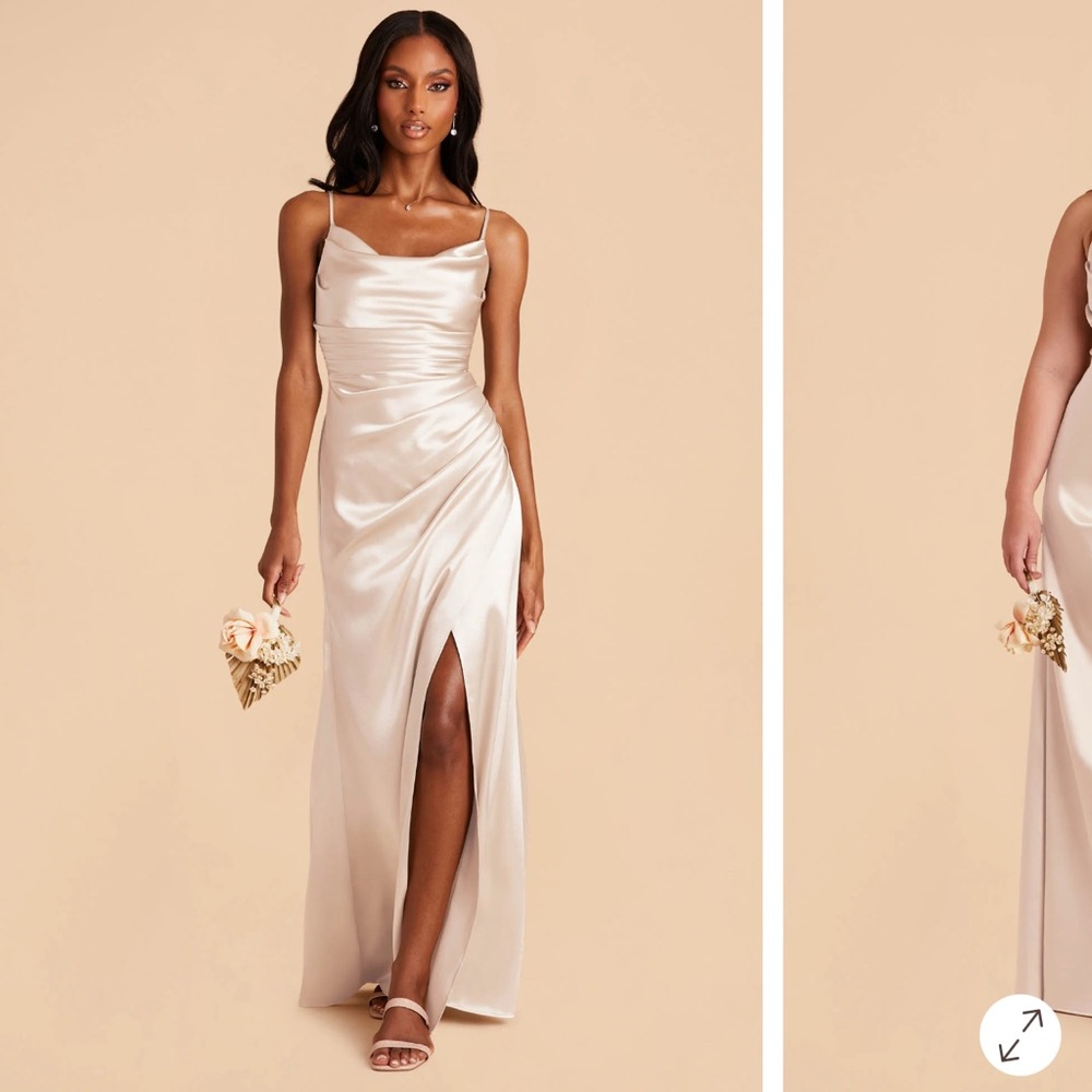 Birdy Grey Lydia Shiny Satin Cowl Bridesmaid Dress Gown in Champagne - Wedding